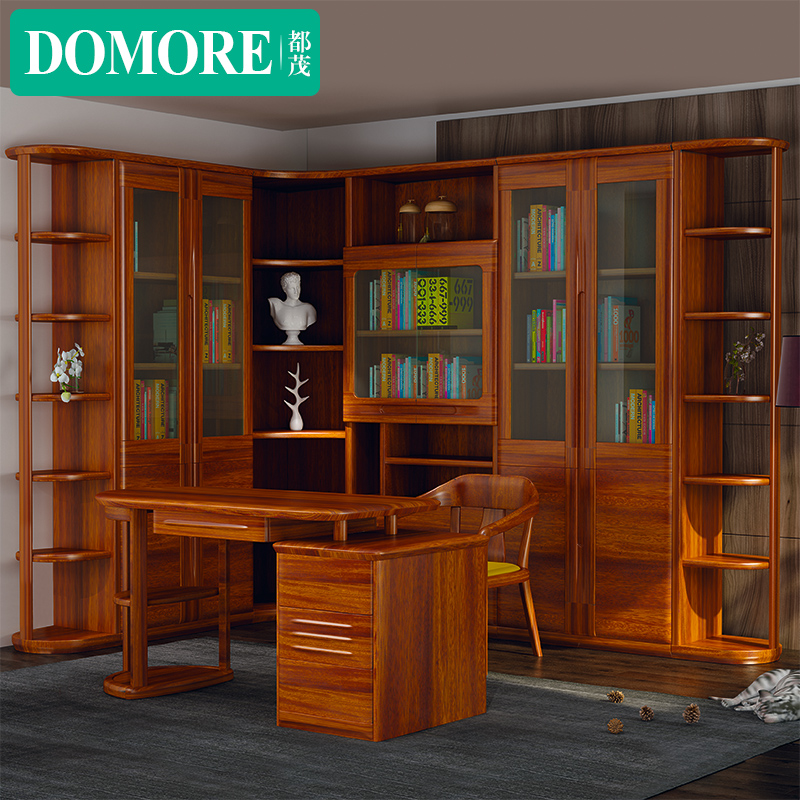 Dumao golden silk walnut solid wood corner combination bookcase post-modern German-style storage cabinet study desk furniture