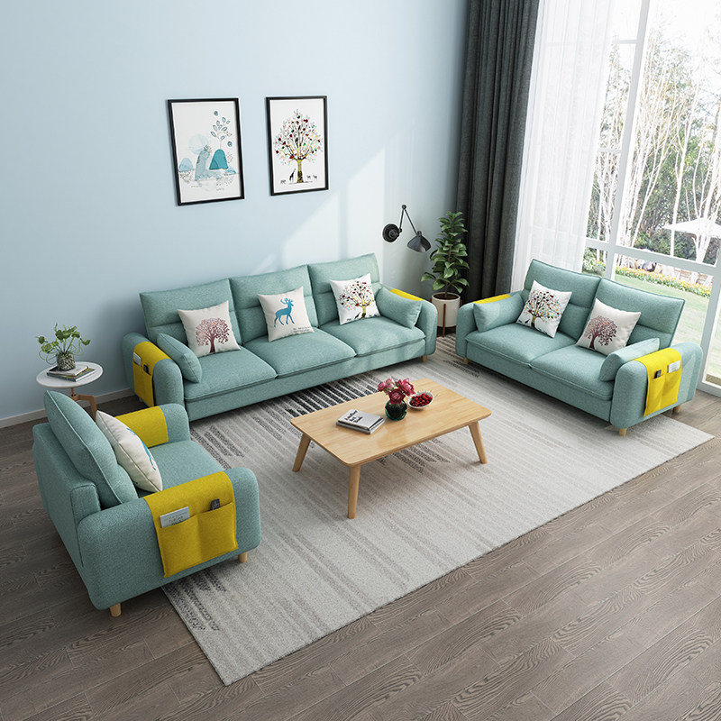 Living room minimalist modern solid wood cloth art sofa Nordic sofa 1 2 3 Composition suit large terrace Number of living room furniture
