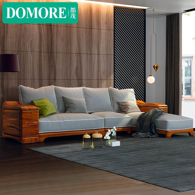 Dumao golden silk walnut 1 2 3 solid wood sofa coffee table TV cabinet combination large-sized villa German furniture