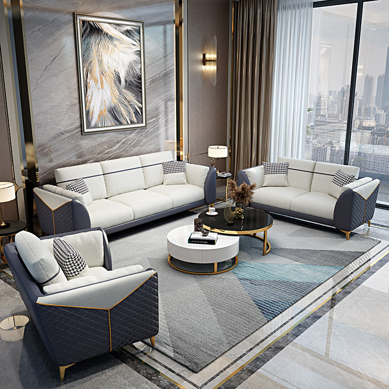 Nordic Wind Tech Bucha Hair Salon Living Room New Combo Suit Home Innate modern four-person Princess Sofa