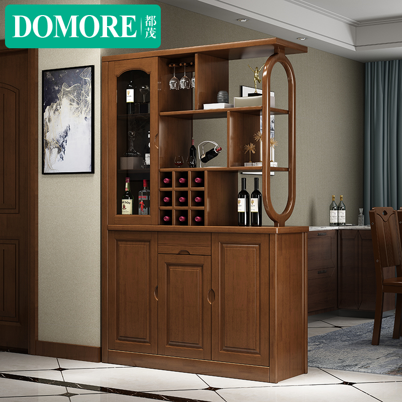Modern Chinese minimalist solid wood living room wine cabinet Entry into the family Locker Room Hall Cabinet Double Sided Partition Cabinet Screen Wine Rack