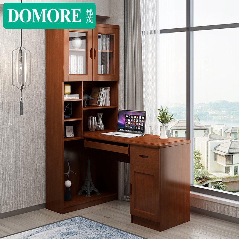 Modern Chinese solid wood computer desk desk Home learning desk Desk Bedroom simple bookcase with bookshelf