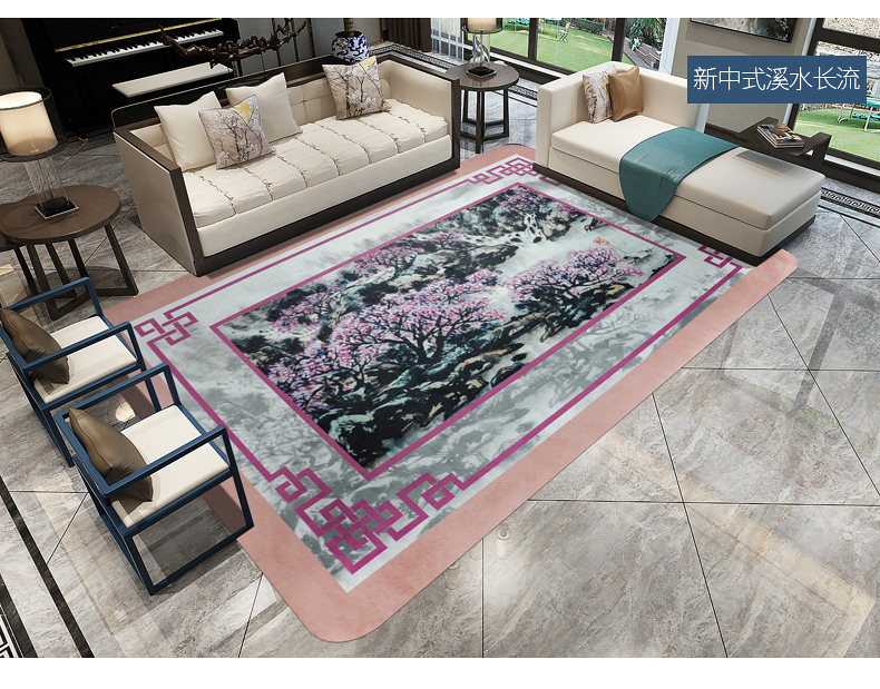 Thêu Nai Trung Quốc phong cách thảm nghệ thuật mới Phòng khách phong cách Trung Quốc Phòng ngủ hiện đại đơn giản Bàn cà phê giường bên chăn hình chữ nhật - Thảm thảm trải phòng ngủ