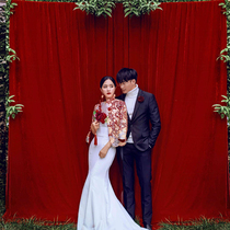 Retro photo background cloth ins Net red wine red hanging wall live background cloth Chinese style wedding photography cloth