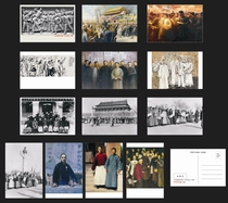 A set of 13 May 4th Movement red-themed postcards