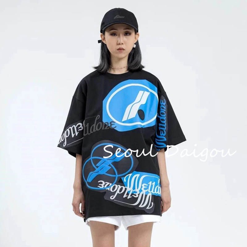 we11done official web 20ss Cubic foaming printed logo letter T-shirt welldone short sleeve