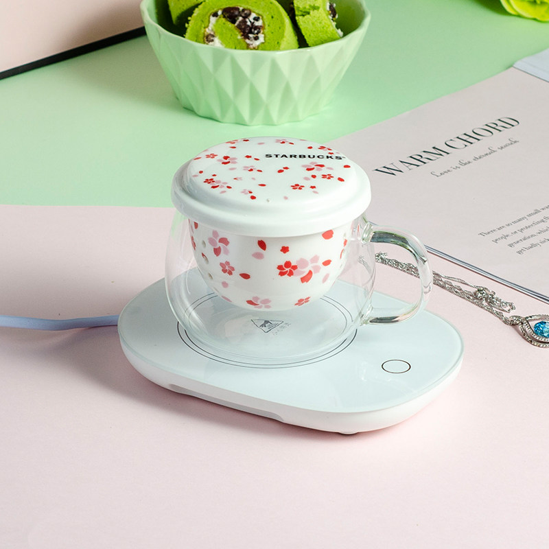 55-degree thermostatic cup glass flower tea cup automatic thermostatic heating seat glass-cup ceramic cup insulated heating water glass