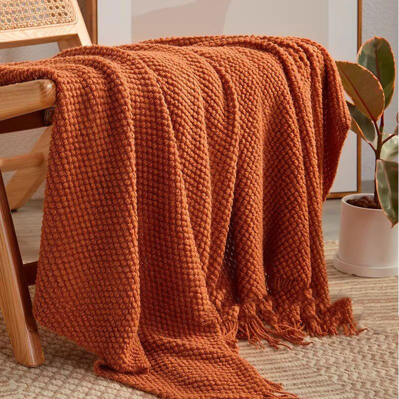 Muse Nordic Style Blanket Solid Color Air Conditioning Blanket Throw Blanket Bed Runner Homestay Bed Decoration Blanket Knitted Sofa Throw Blanket