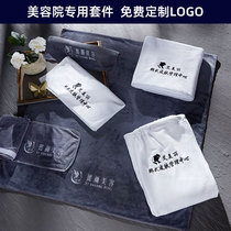 Beauty salon special towel white embroidered word custom made logo Skin management bag turban bed making large towel