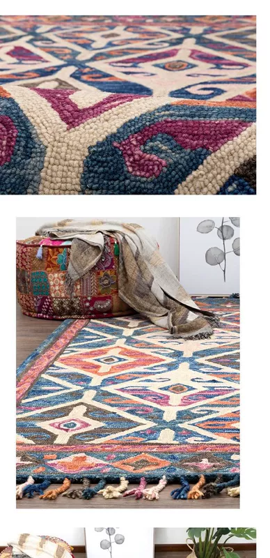 Youli nhập khẩu thảm len dệt kim tinh khiết Kilim dân tộc phong cách boho sofa phòng khách bàn cà phê chăn - Thảm thảm ngủ