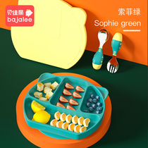 Baby dinner plate children silicone suction cup plate learning eating supplementary bowl baby learning eating training spoon tableware