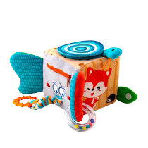 Happy Monkey King baby early education six-sided three-dimensional soft cloth building blocks baby grasping training rattle pendant toy