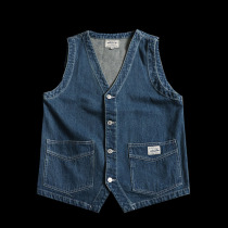 Daily single foreign trade export mens factory cut tail goods washed denim vest workwear Amei Kazi vest mens tide