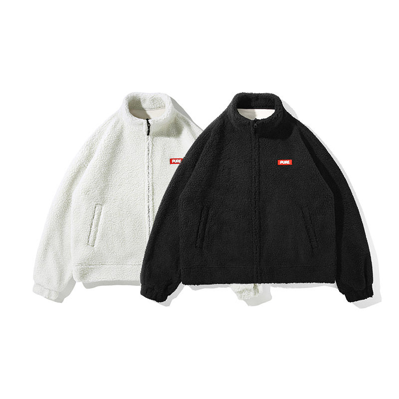 Pure Colours of the Pure Colours of the Days Department of Pure Color lamb wool top jacket Male Loose Thickened Jacket Lovers winter