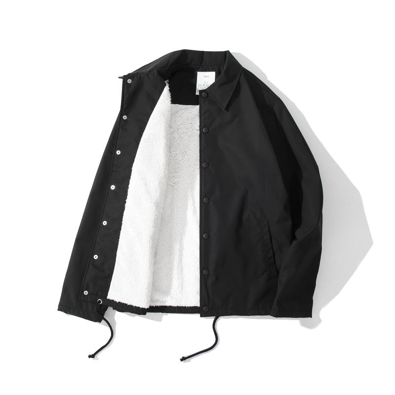 Pure Japanese Imported Fabric Japanese Style Fleece-Lined Thickened Lamb Wool Coach Jacket for Men Autumn and Winter