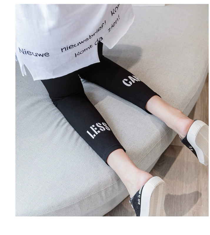 Quần legging cotton 8 điểm nữ mặc mùa xuân 2020 và phần mỏng lưới màu đỏ đai chữ XL thể thao bó sát thủy triều chín điểm - Quần tây thường