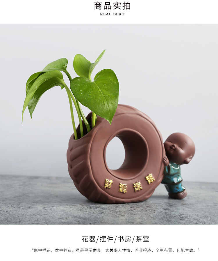 Sáng tạo hoa màu xanh bình hoa tím nước cát chậu hoa chậu sáng tạo nhà sư nhỏ hoa trang trí nhà - Vase / Bồn hoa & Kệ chậu trồng cây hình chữ nhật