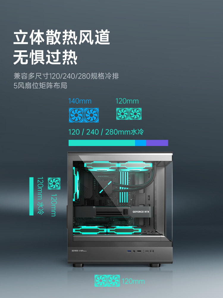 Jinhetian Xiaoyu Nano Sea View Room Computer Case Desktop Host Matx Side Transparent White Column-Free Case