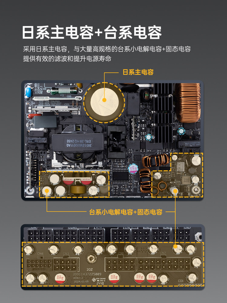 Jinhetian Nexus Gold 1050W Full Module Power Supply for Desktop Computers Gold Double Certification/Atx3.1