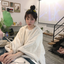 2021 Winter new small fragrant wind cute flared sleeve profile imitation mink fur short green wool jacket