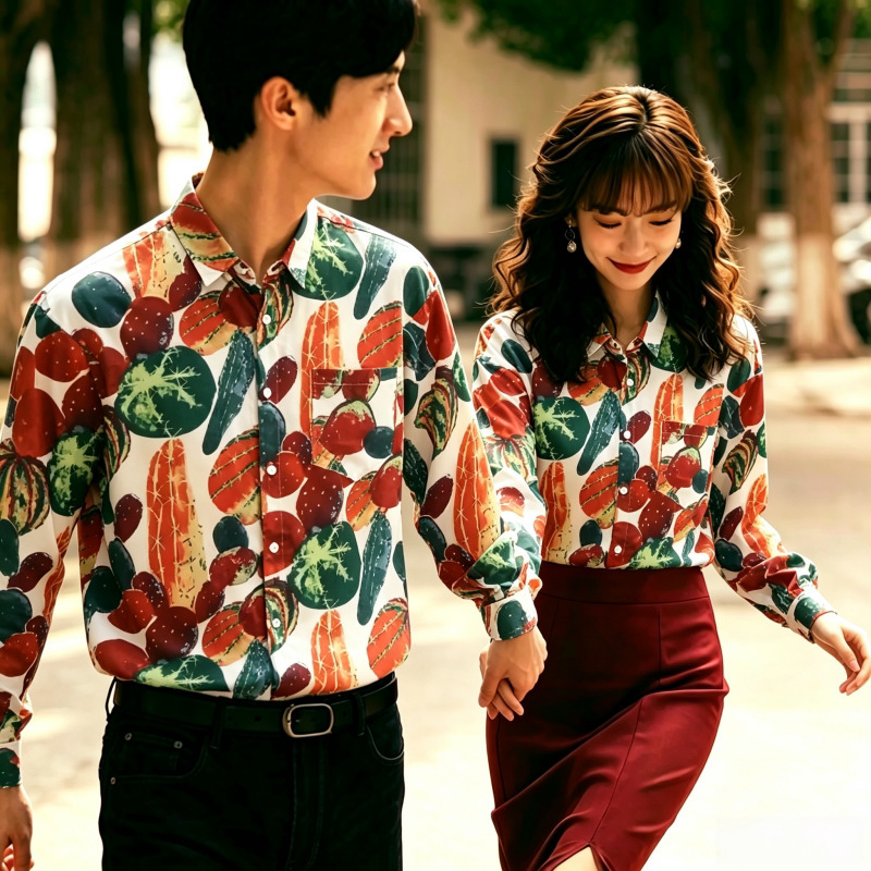 Cactus South Sea Style Retro Floral Shirt Long-Sleeved Unisex Couple's Personalized Full-Print Casual Top Performance Wear Cactus South Sea Style Retro Floral Shirt Long-Sleeved Unisex Couple's Personalized Full-Print Casual Top Performance Wear