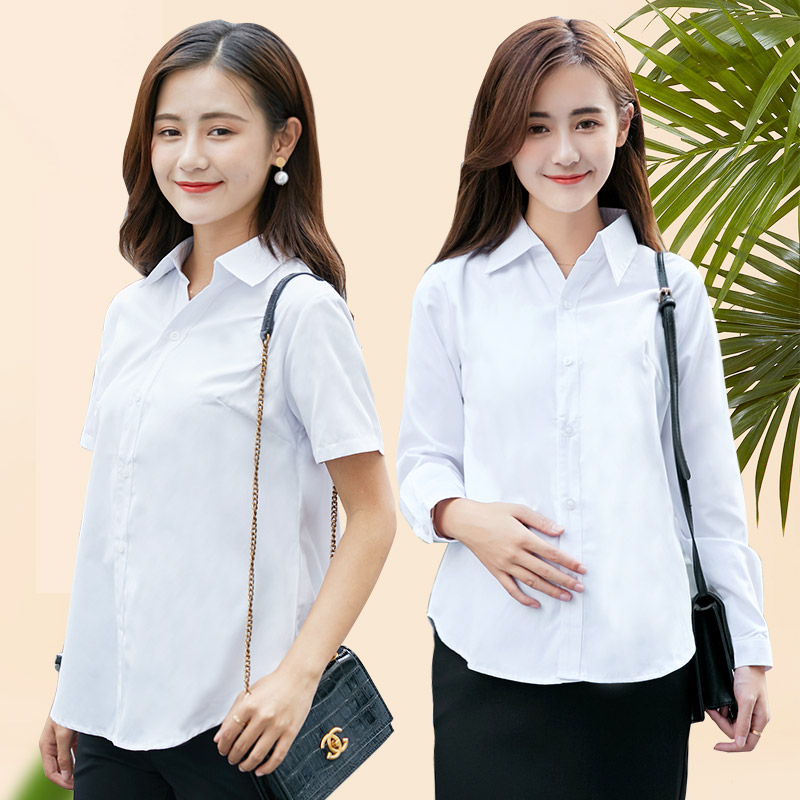 Maternity shirt white shirt spring dress plus fleece tops formal wear professional dress tooling long sleeves spring and autumn work clothes