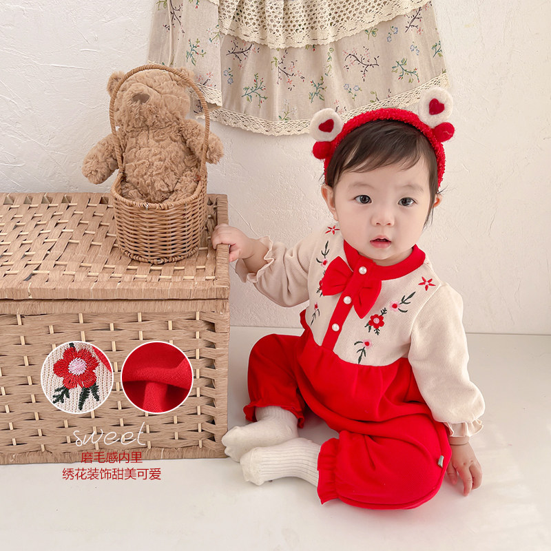 Baby clothes spring and autumn dress dress daughter baby retro clothing annual clothes hundred days grabbing weekly dress harddress new year