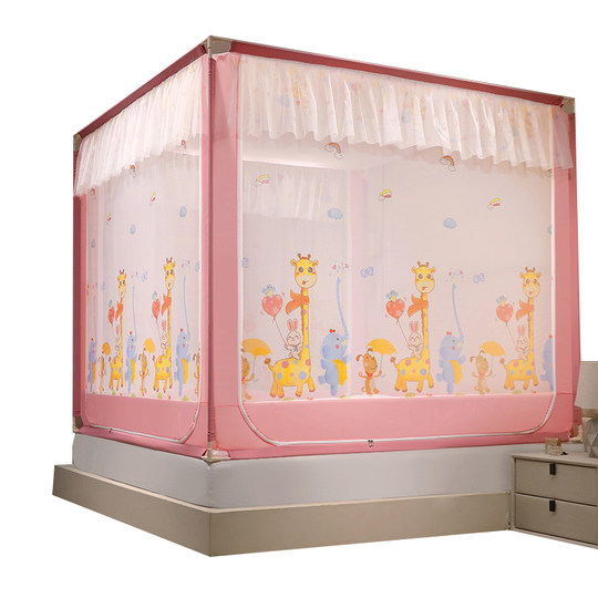 Mosquito Net 2022 New Model, Thickened and Anti-Fall, for Children's Home Use in the Bedroom, No Installation Needed, Mongolian Style, Baby Crib with Reinforced Bottom and Dense Mesh