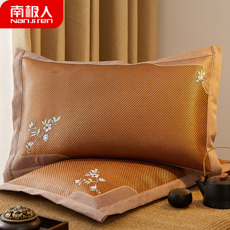 Cool Mat Pillow Summer Cool Pillow Protection Cervical Spine Sleep Tea Leaf Bamboo Rattan Flowers And Grass Pillow Core Home Summer Student Single