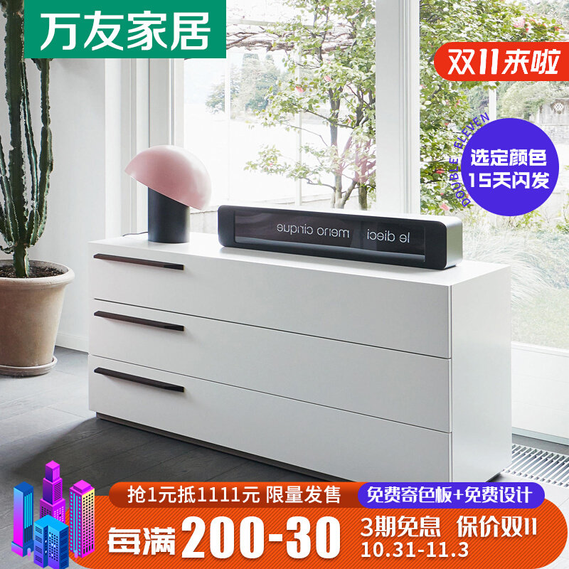 Italian minimalist three-drawer cabinet multi-functional storage storage cabinet light luxury bedroom cabinet drawer cabinet white chest of drawers custom