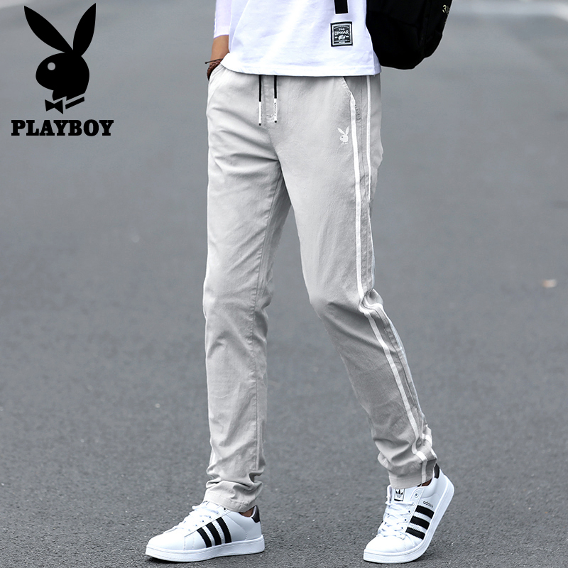 Floral Playboy Summer casual pants men 100 hitch version trendy pure cotton loose straight cylinder spring summer grey long pants