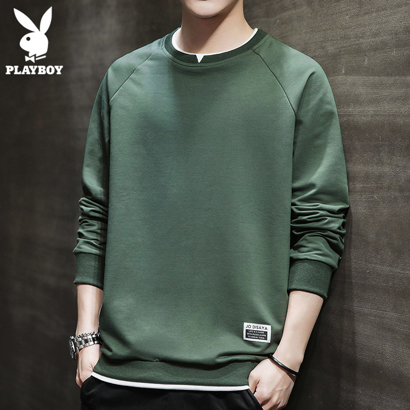 Flowers Playboy fall new thick cotton T men's trends 100 lap up clothes spring and autumn long sleeves T-shirts for undershirt men's clothing