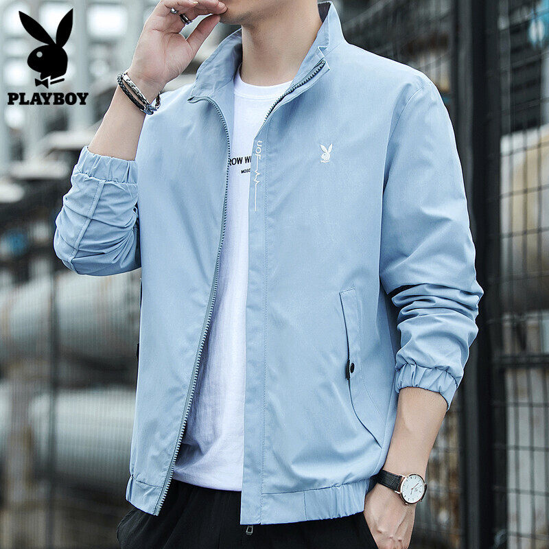 Flowers Playboy jacket Men's thin style handsome 100 lap up clothes spring autumn season trendy blue casual jacket men's clothing