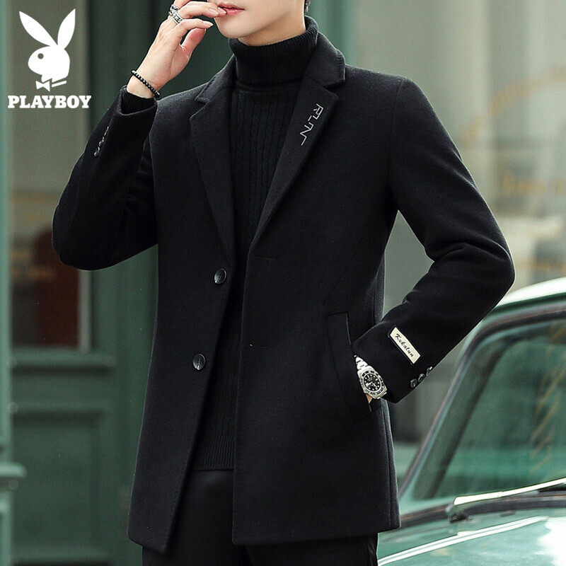 Flowers Playboy Fall wool What about the long version of the Korean version of the trend in the Korean version, and the men's windsuit men 's