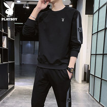 Flower Playboy Leisure suit Mens spring running with handsome air trend Spring and autumn sports a set of clothing mens clothing