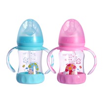 With Bay Anti-Fall Crystal Drill Glass Feeding Bottle Beginner Baby Temperature-Temperature Wide Aperture 150ML Resistant Baby Newborn Straw