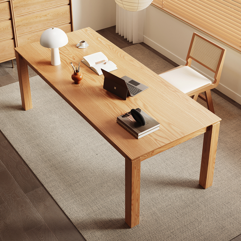 Solid Wood Desk, Modern and Simple, Large Long Desk for Living Room, Writing Desk, Natural Wood Style, Home Office Desk, Study Computer Desk