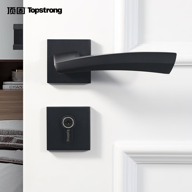 Top Solid Bedroom Door Lock Home Universal Mute Two-piece Lock Indoor Black Door Handle Lock Meteoric series