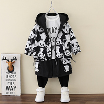 Boys autumn suit 2021 New Net red suit children dress foreign boy handsome spring and autumn sports two-piece tide