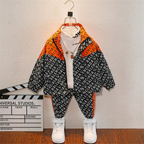Boy spring and autumn suit 2021 new boy handsome fashionable clothes tide small children Foreign style Korean two-piece set