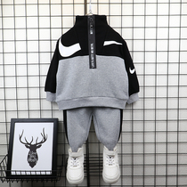 Childrens clothing boys spring and autumn clothing set small children Korean handsome two-piece set 2021 new foreign baby clothes tide