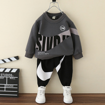 Childrens clothing boy set autumn 2021 new foreign style small children Spring and Autumn handsome boy sweater two-piece tide