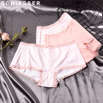 Schiesser Shuya Germany 3-pack womens boxer briefs pure cotton solid color mid-waist cute four-corner underpants