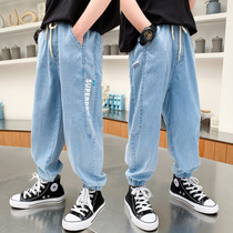 Boy pants summer season thin new 2021 childrens jeans boys loose fat big childrens trousers anti mosquito pants