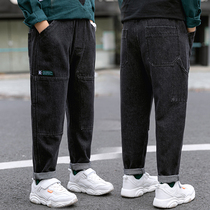 Boy pants Spring and Autumn New 2021 large childrens trousers handsome tide fat boy childrens jeans loose spring