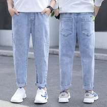 Boy pants Spring and Autumn new big childrens trousers summer thin loose foreign-style childrens jeans Korean tide boy soft