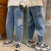 Boys jeans Spring and Autumn New 2021 old father pants childrens trousers loose spring foreign atmosphere