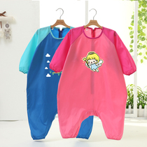 Baby conjoined hood Anti-wearing boy Anti-dirty eating enclosure Children girl Long sleeves climbing and climbing clothes for spring and autumn