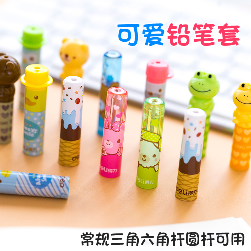 Able 0509 student pencil sleeve cute ice cream pencil pencil cap extender pen cover 6 packs
