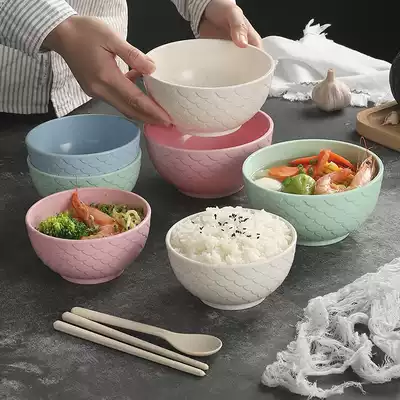Eat rice bowl Small bowl bowl anti-fall student children's small bowl Microwave oven household fruit color bowl Adult large bowl